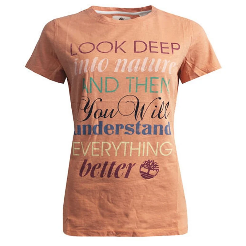 Timberland Cotton Womens Peach T-Shirt XL