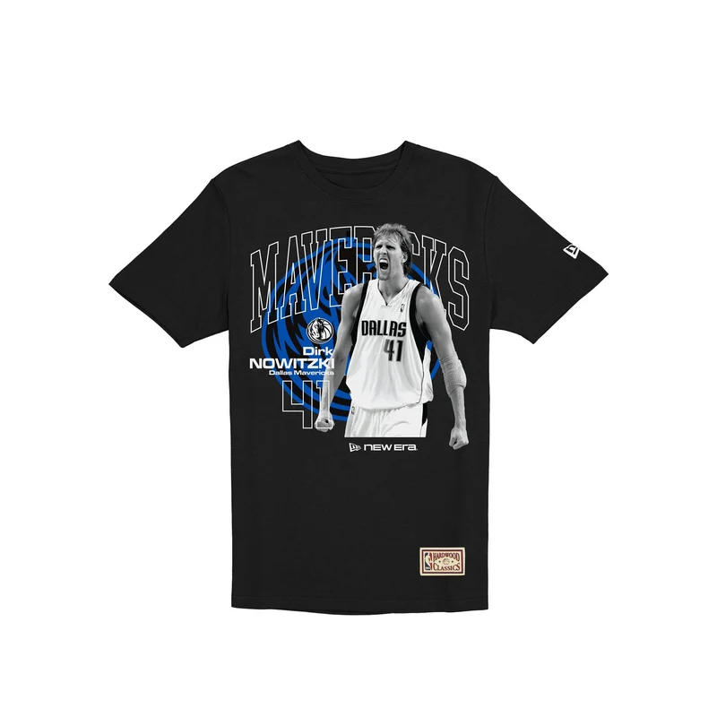 Dallas Mavericks Hardwood Classics Dirk Nowitzki Black T-Shirt 3XL