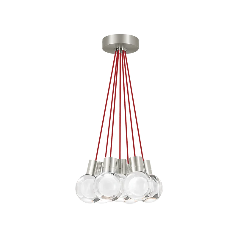 Mina 7-Light Pendant Satin Nickel / Red Cord / 2200K - 3000K