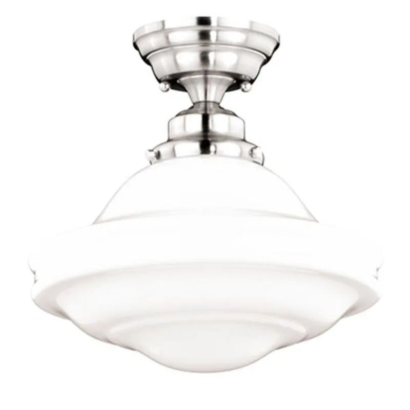 Cascadia Huntley 12-in Nickel Farmhouse Semi Flush Ceiling Light