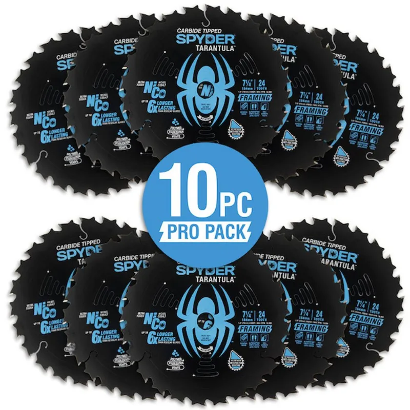 Spyder Tarantula Framing 7.25-in 24-Tooth Tungsten Carbide Steel Circular Saw Blade - Pack of 10