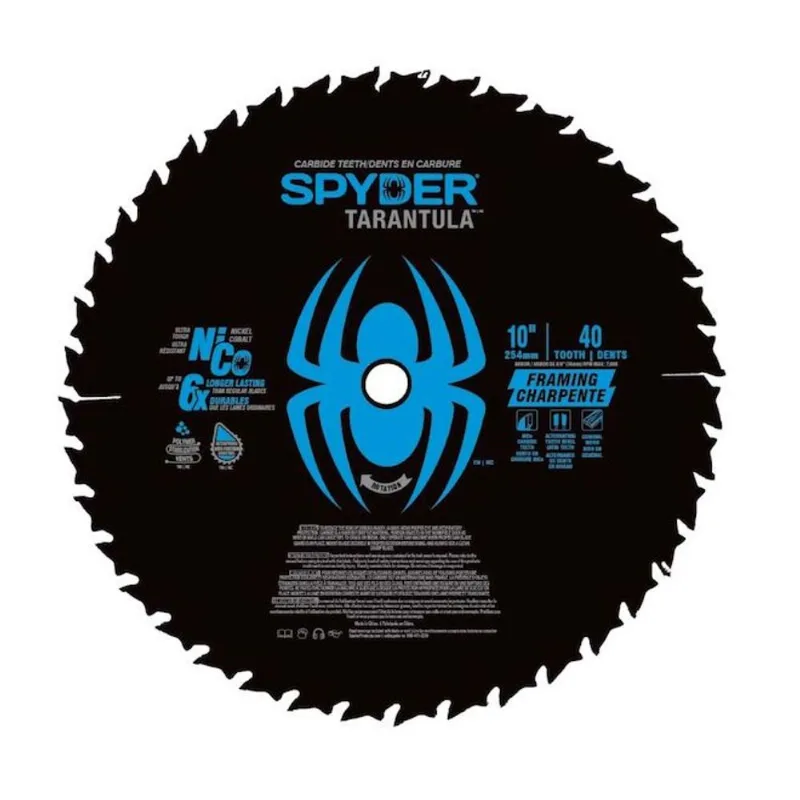 Spyder Tarantula Framing 10-in Steel Circular Saw Blade - 40 Tungsten Carbide-Tipped Teeth