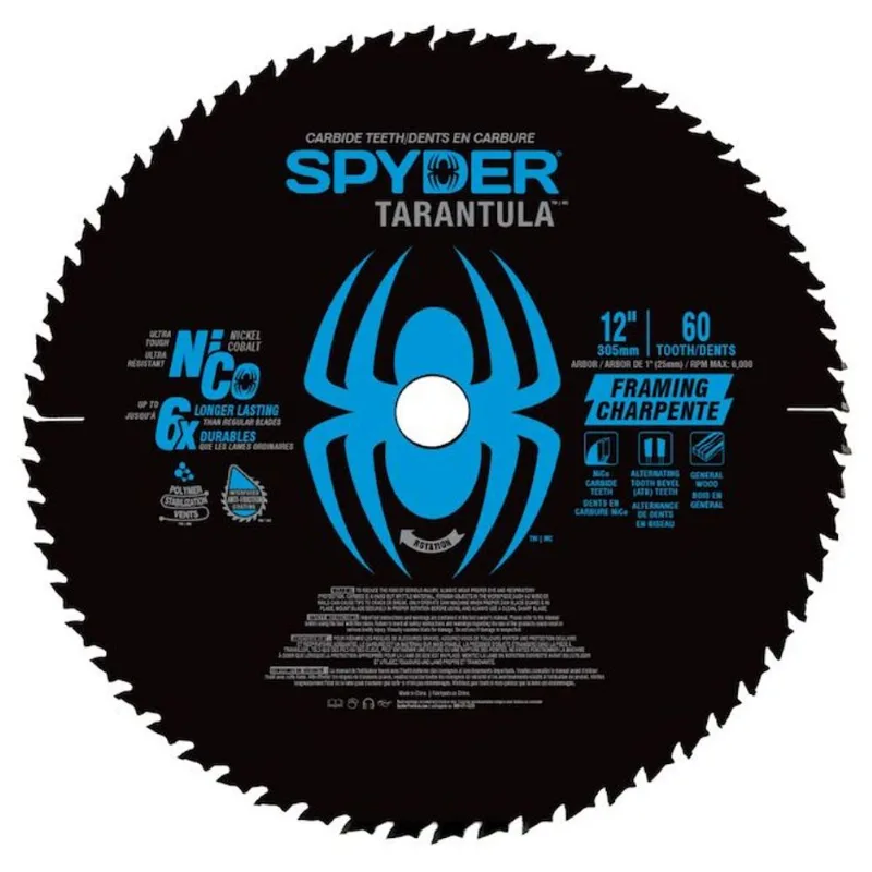 Spyder Tarantula Framing 12-in Steel Circular Saw Blade - 60 Tungsten Carbide-Tipped Teeth
