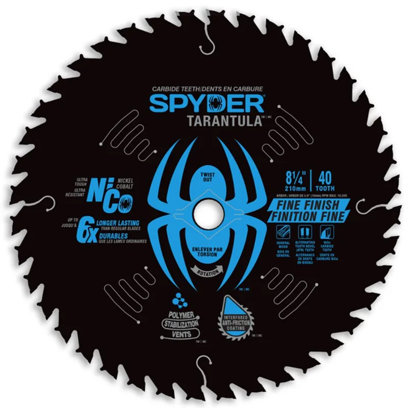 Spyder Tarantula Fine 8 1/4-in Steel Circular Saw Blade - 40 Tungsten Carbide-Tipped Teeth