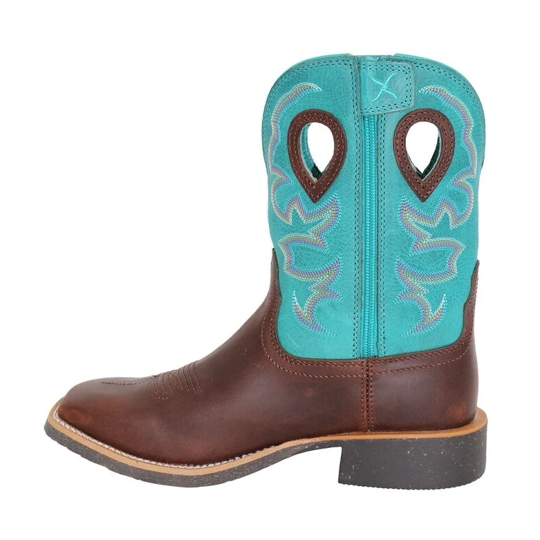 Twisted X Womens 9" Tech X2 Zip Western Boots (TCWXTR016) Chocolate Truffle/Blue Ocean 8.5 (US)
