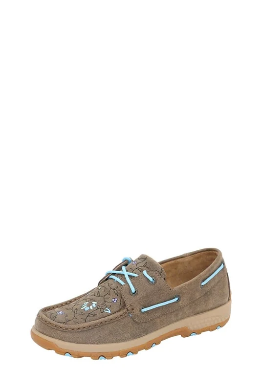 Twisted X Womens Floral CellStretch® Mocs Lace Up Brown/Sky / 7