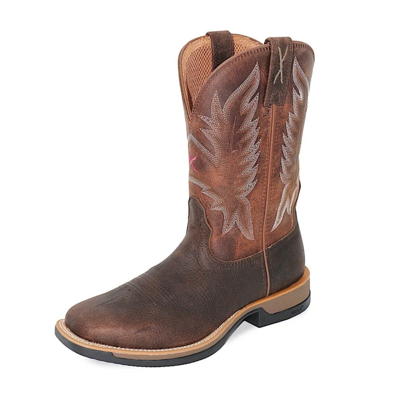 Twisted X Men's 11 Pink Tech X1 Western Boot - Tobacco Brown / Adobe US Size 8.5 / EE - WIDE