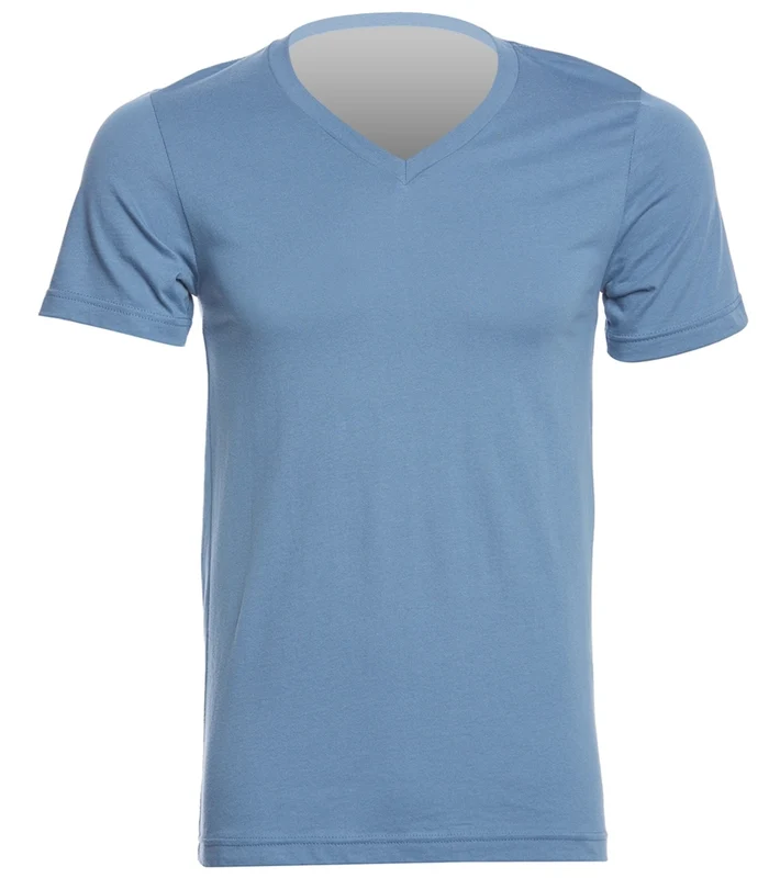 Bella + Canvas Men's Jersey Short Sleeve V-neck Tee Steel Blue / L