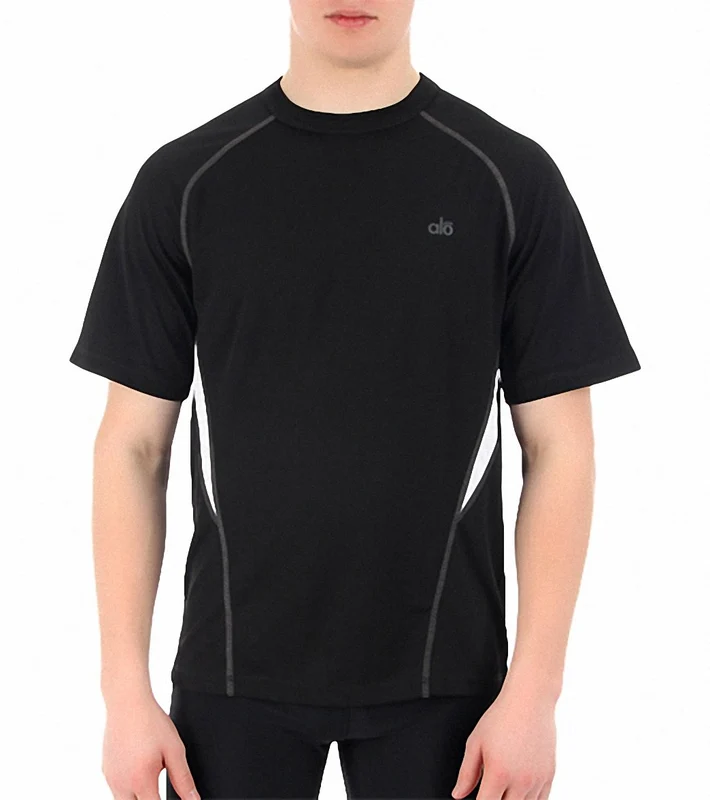 Alo Men's Response Short Sleeve Yoga Tee Black/White / L