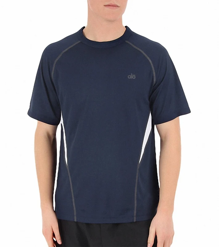Alo Men's Response Short Sleeve Yoga Tee Obsidian/White / L