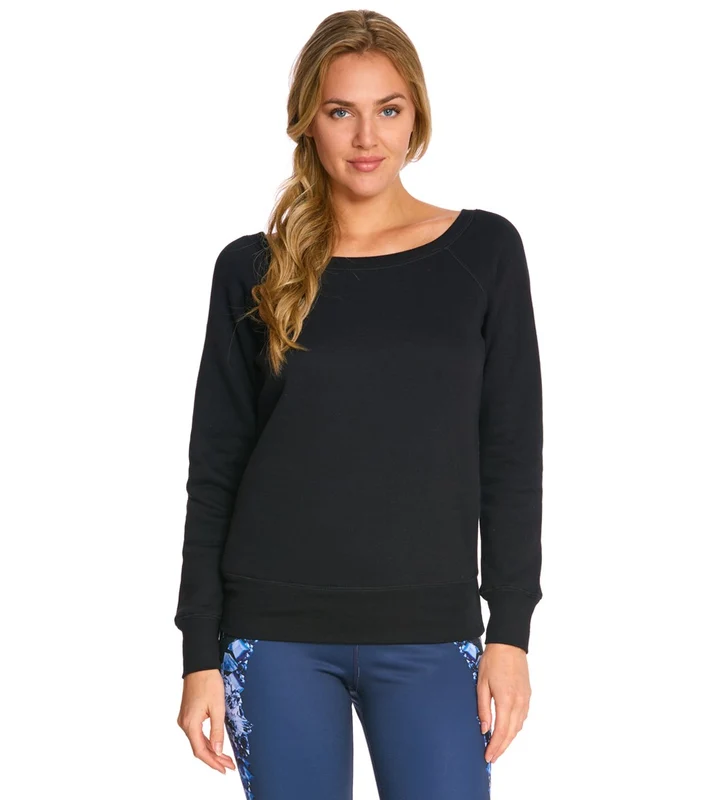 Bella + Canvas Sponge Fleece Wide Neck Sweatshirt Solid Black Triblend / L