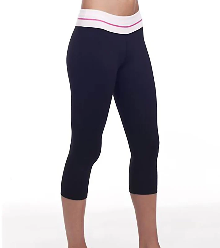 Alo Women's Track Capri Yoga Legging Black/Pink Crush / S