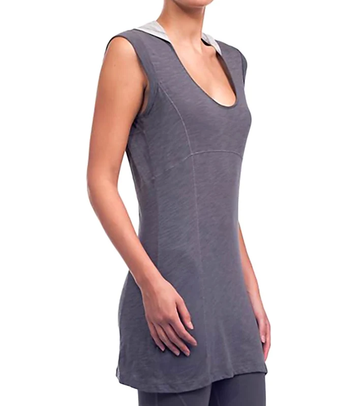 Alo Women's Hooded Yoga Tunic Granite/Metal / S