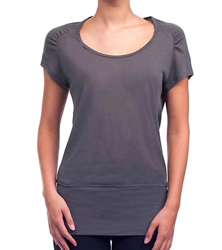 Alo Women's Rouched Sleeve Yoga Tunic Granite / XL