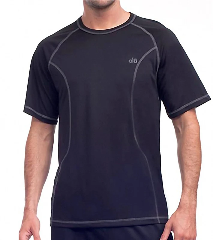 Alo Men's Zen Short Sleeve Yoga Tee Black/Granite / XL