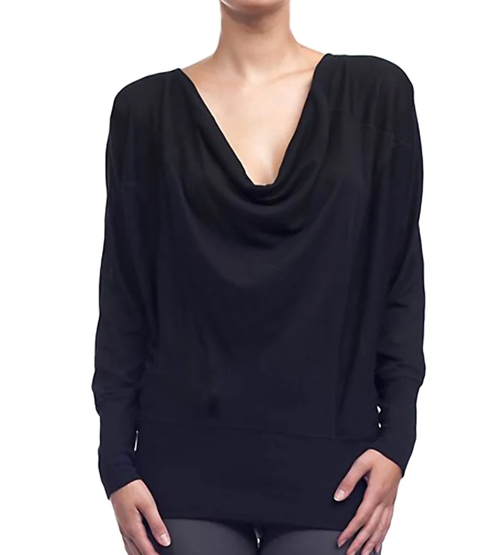 Alo Women's Modern Cowl Neck Yoga Shirt Black / S