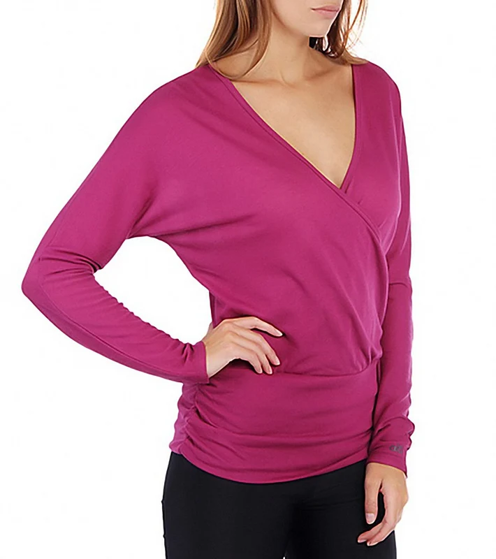 Alo Women's Zen Cross Front Yoga Dolman Vibrant Plum / XS