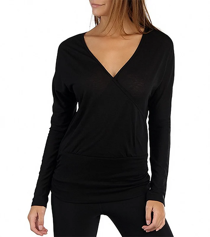 Alo Women's Zen Cross Front Yoga Dolman Black / L