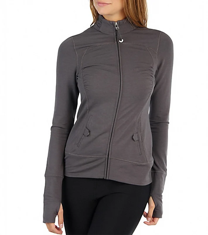 Alo Women's Shirred Yoga Jacket Dark Granite / XL