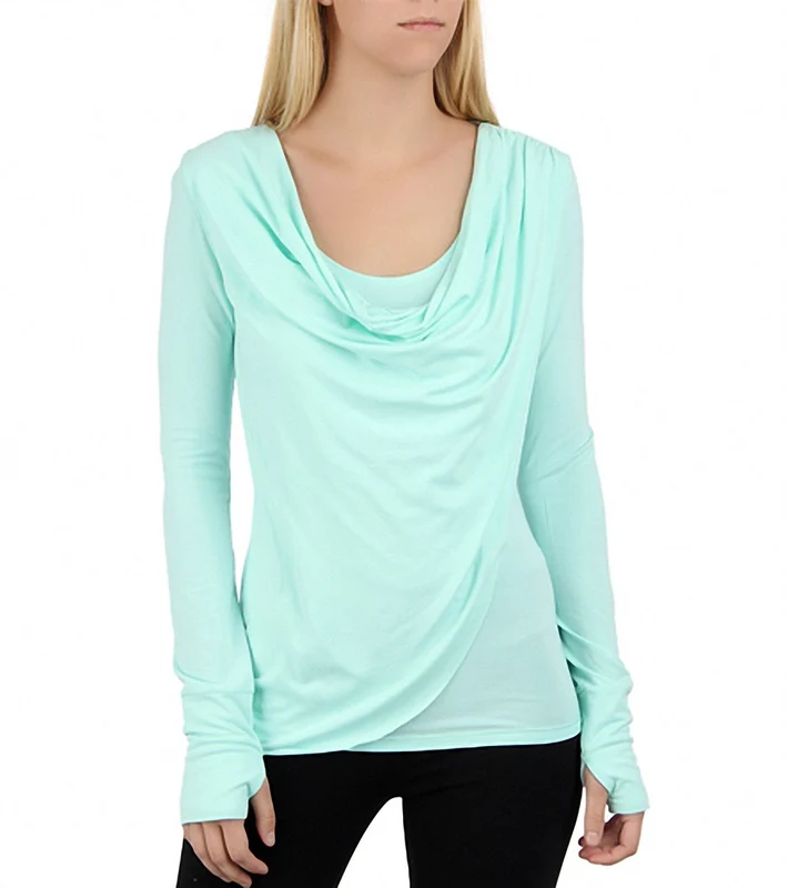 Alo Women's Asana Asymmetrical Drape Yoga Top Opal Mist / M