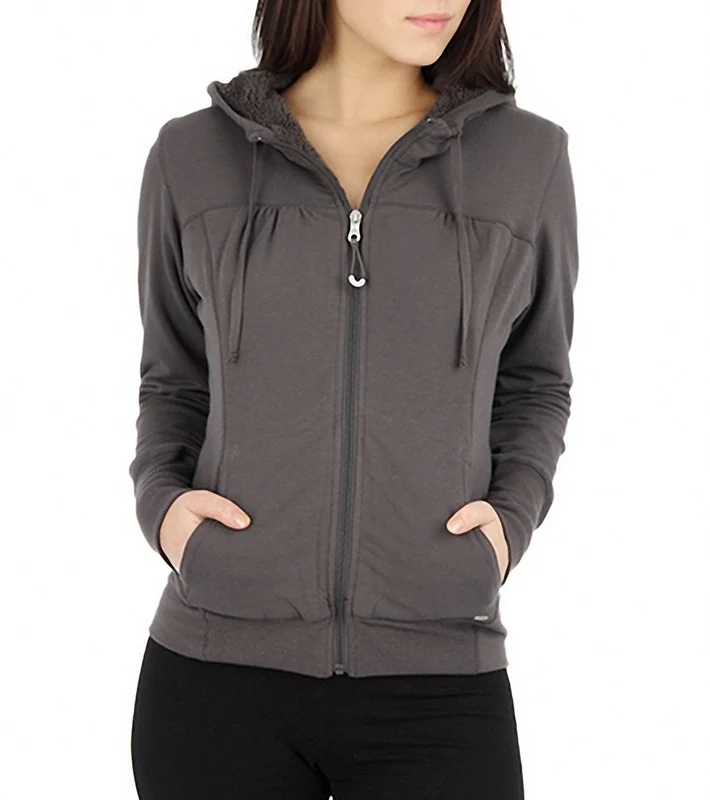 Alo Women's Vail Sherpa Hoodie Dark Granite / XL