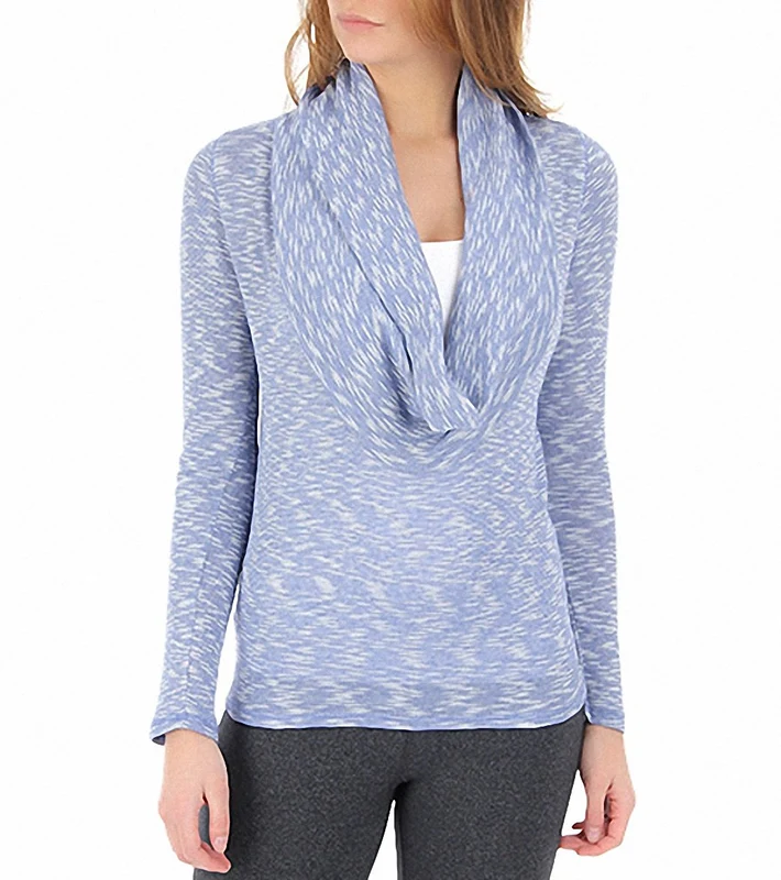 Alo Women's Draped Front Longsleeve Yoga Top Vivid Blue Heather / S