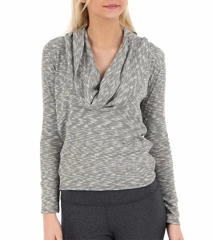 Alo Women's Draped Front Longsleeve Yoga Top Heather Granite / L