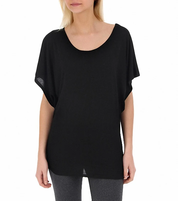 Alo Women's Short Sleeve Stitched Yoga Crew Neck Black / S