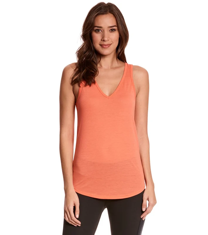 Bella + Canvas Flowy V-Neck Workout Tank Top Coral / M