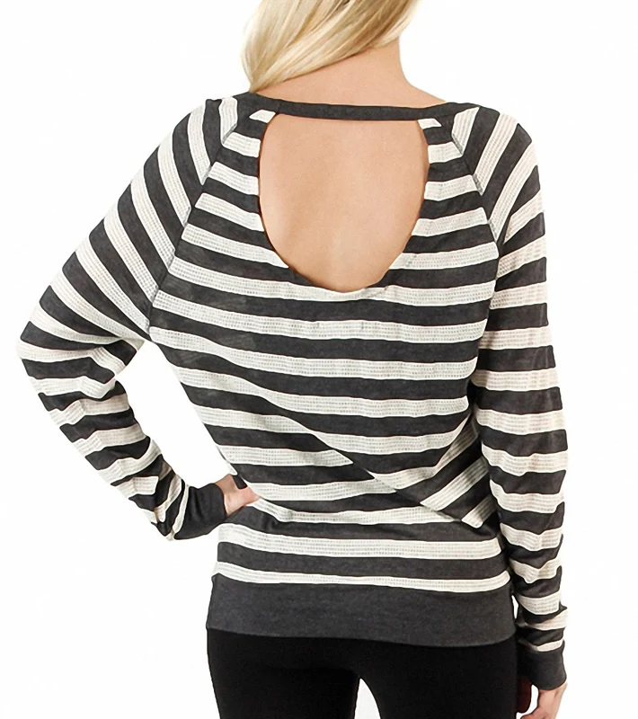 Alo Deep Scoop Back Natural/Charcoal Heather / S