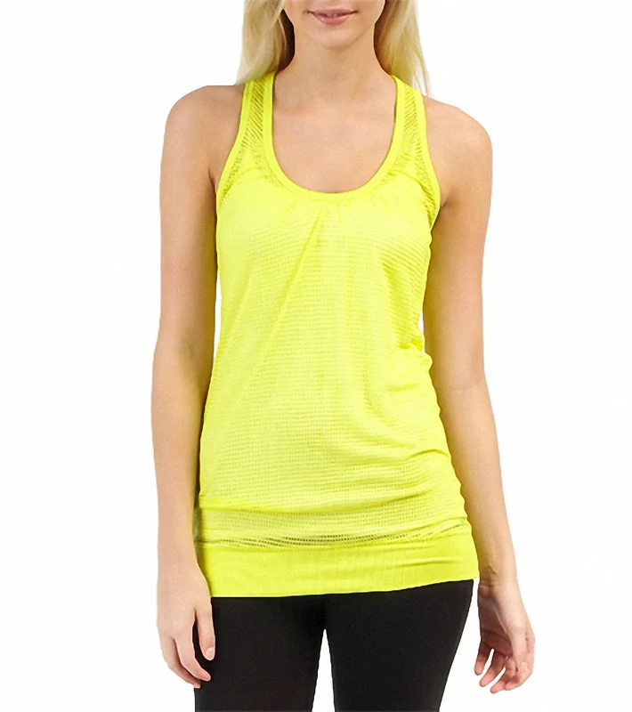 Alo Modal Mesh Shirred Scoop Neck Racerback Citron / XS