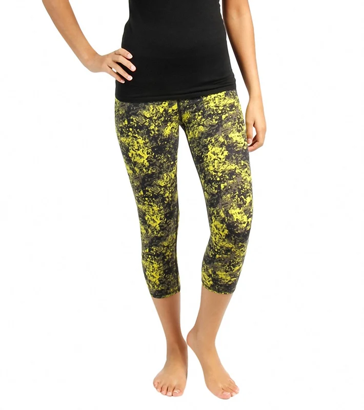 Alo Yoga Airbrush Yoga Capris Citron Texture Print / XL