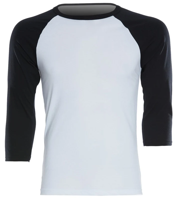 Bella + Canvas Men's 3/4 Sleeve Baseball Tee White/Black / L
