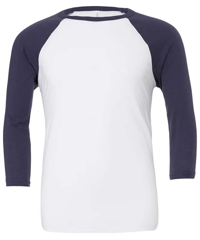 Bella Canvas Unisex Triblend Sleeve Baseball Long Sleeve T-Shirt WhiteNavy / XS