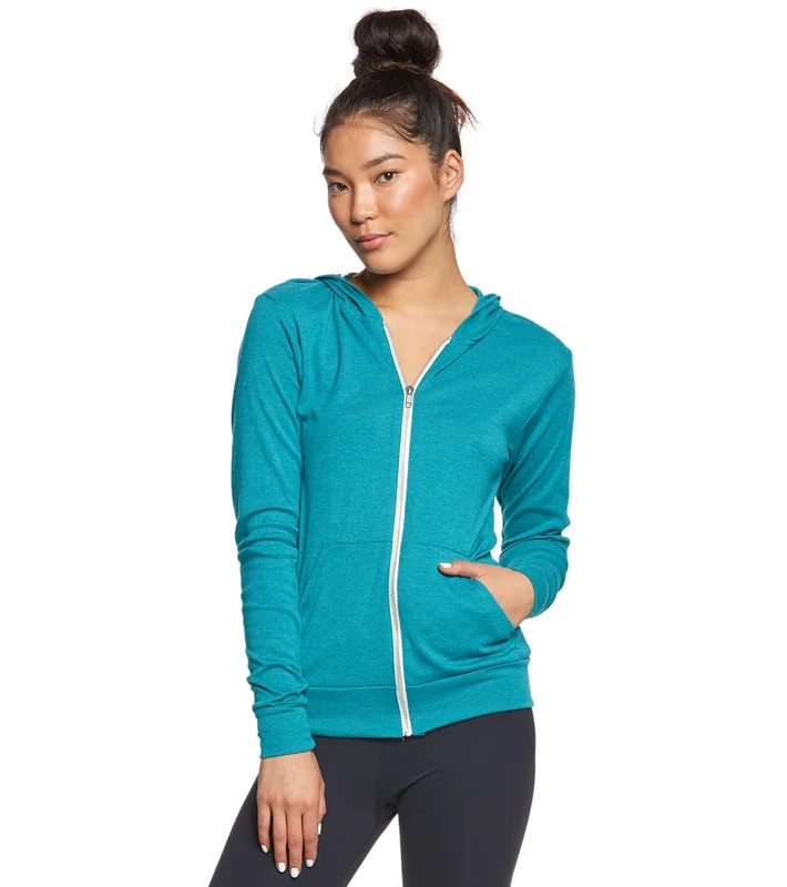 Bella + Canvas Triblend Full Zip Lightweight Hoodie Teal Triblend / S