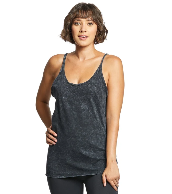 Bella + Canvas Slouchy Workout Tank Top Black Mineral Wash / S