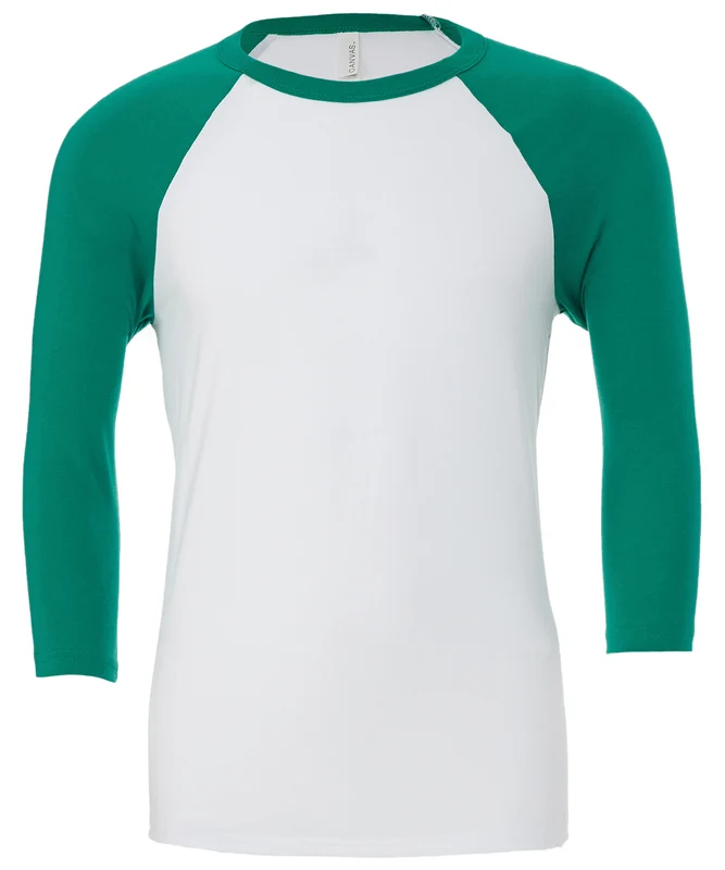 Bella Canvas Unisex Triblend Sleeve Baseball Long Sleeve T-Shirt WhiteKelly / XL