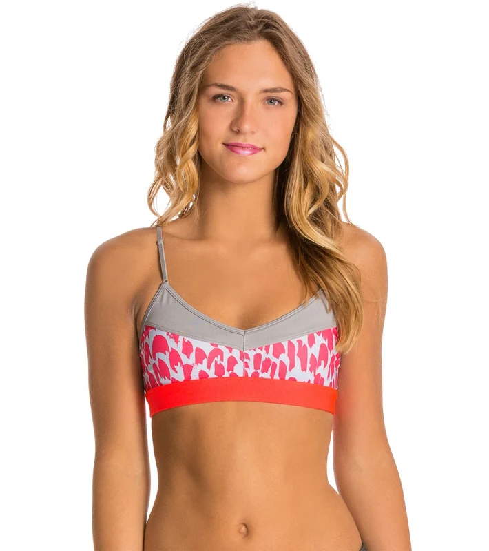 Alo Tidal Flow Bra Steele Glossy/Jungle Ombre/Neon Azalea / S