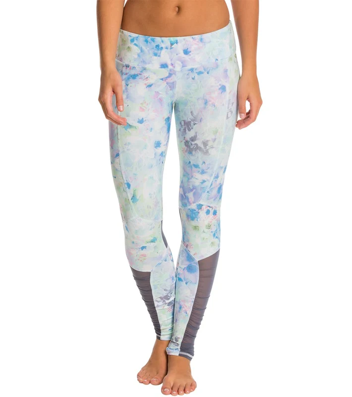 Alo Runway Yoga Leggings Floral Glo/Ombre Blue Mesh / L