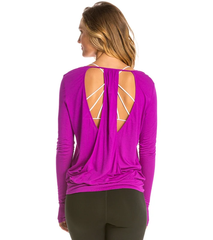 Alo Cutout Back Long Sleeve Yoga Shirt Amethyst / M