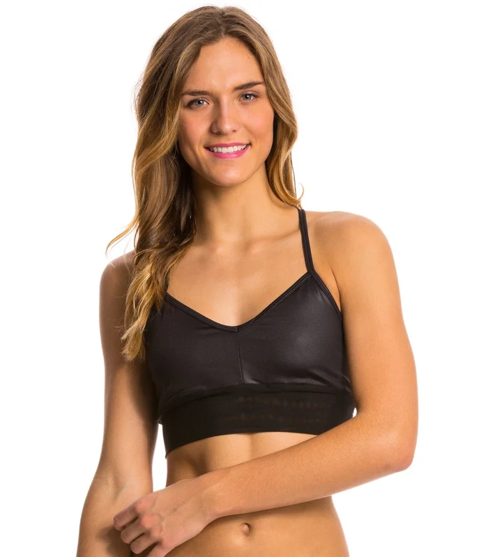Alo Yoga Aria Bra Black Glossy/Black / L