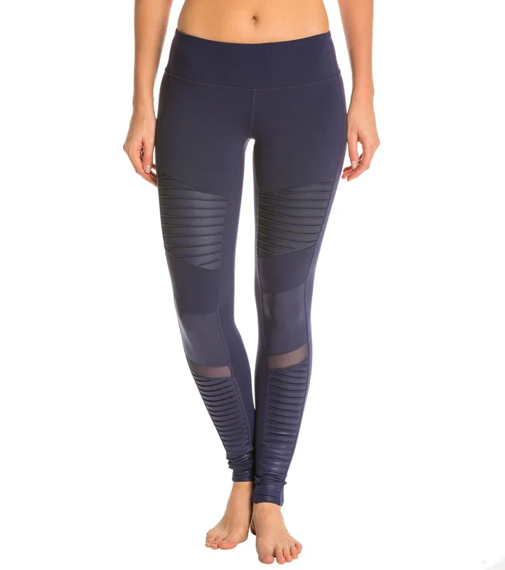 Alo Yoga Athena Moto Yoga Leggings Rich Navy/Rich Navy Glossy / M