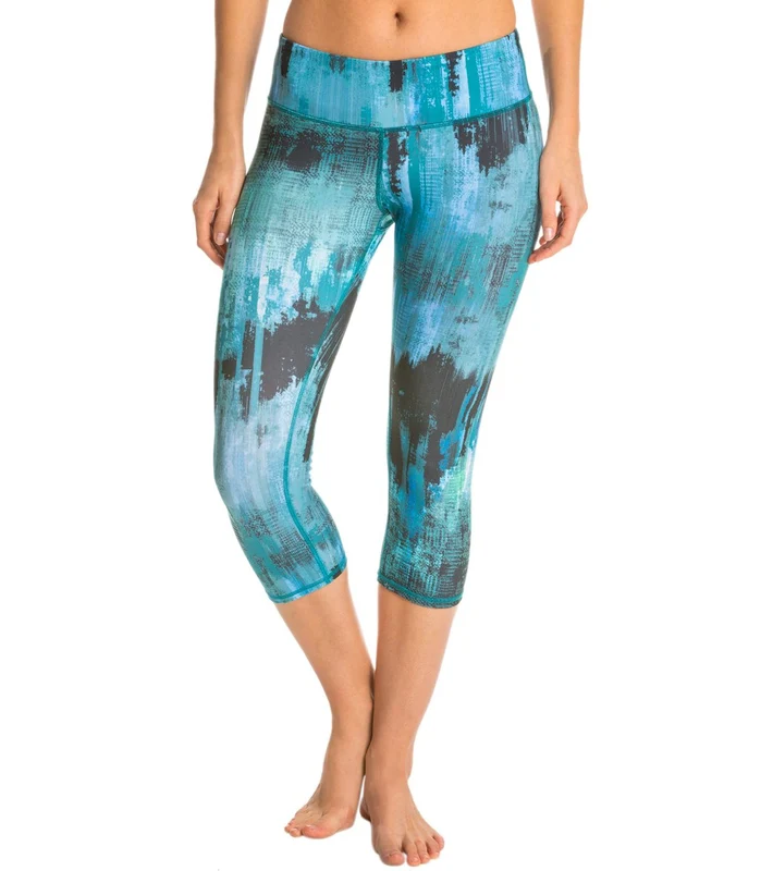 Alo Yoga Printed Airbrush Yoga Capris Deep Teal Desert Sunset Print / L