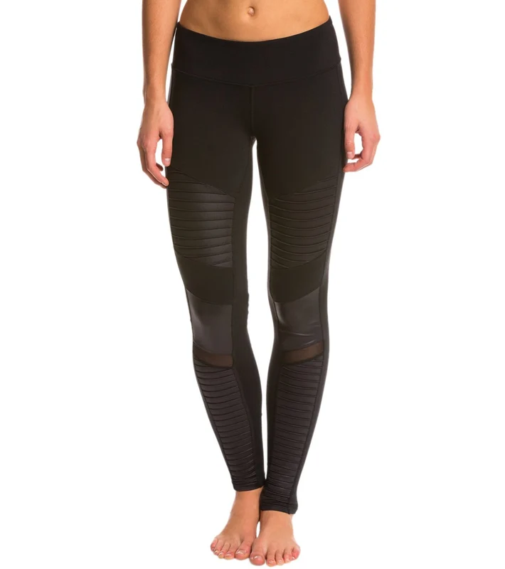Alo Yoga Athena Moto Yoga Leggings Black/Black Glossy / XS