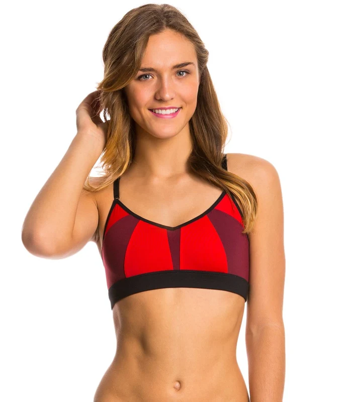Alo Trace 2 Yoga Sports Bra Ruby Red/Deep Plum/Black / S