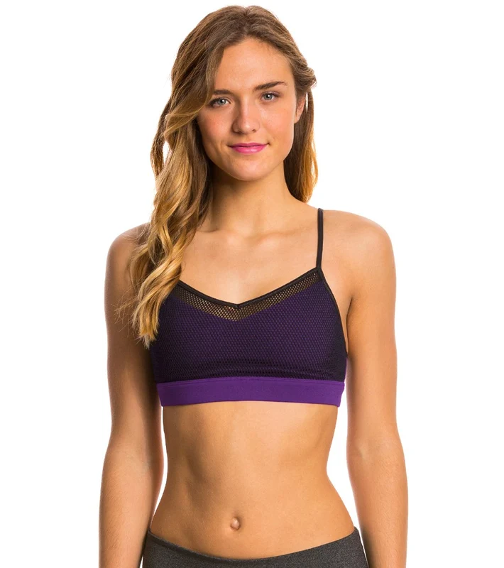 Alo Yoga Wisteria Yoga Sports Bra Purple Pennant/Black Glossy / S