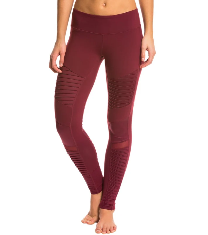 Alo Yoga Athena Moto Yoga Leggings Deep Plum/Deep Plum Glossy / XXS