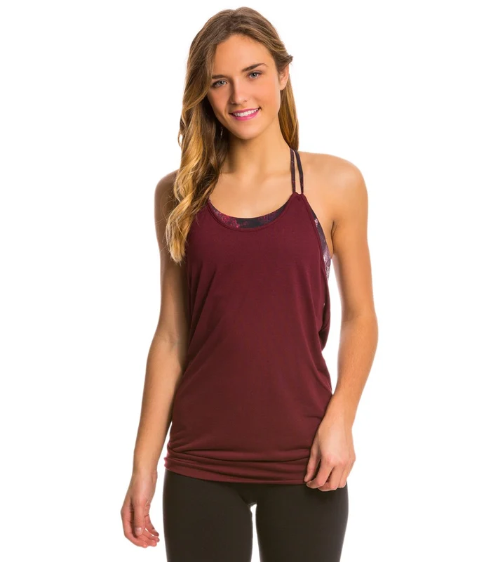 Alo Lia Tank Deep Plum/Ruby Red Smoke Print / M