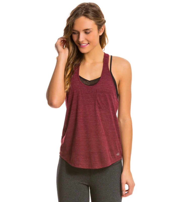 Alo Yoga Extreme Racer Yoga Tank Top Deep Plum Fleck/Deep Plum / L