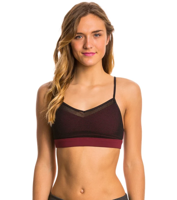 Alo Yoga Wisteria Yoga Sports Bra Deep Plum/Black Glossy / S